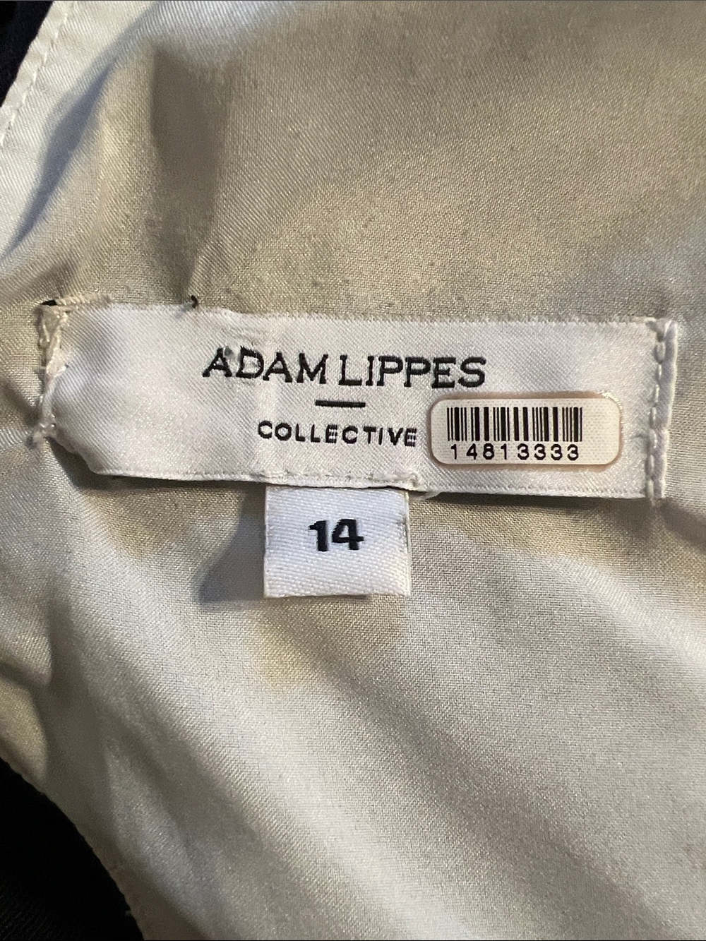 ADAM LIPPES Collective Dress Navy Stripe Kimono Sleeve Double V Pockets Size 14 - Picture 4 of 17
